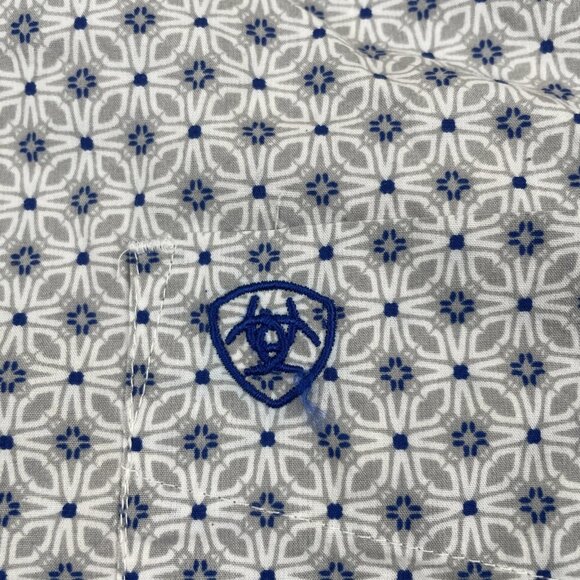 Ariat Western Shirt Men’s 2XL Long Sleeve Geometric Print Button Down Blue Gray - Picture 8 of 11